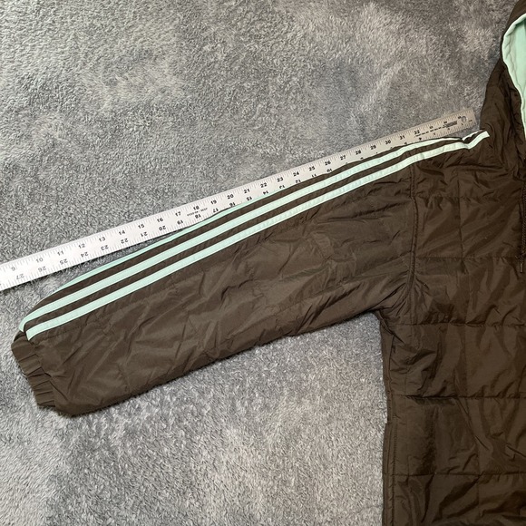 Adidas Men's Reversible Puffer Jacket To Sweater SZ S Brown/Mint Green Hoodie - Picture 9 of 16